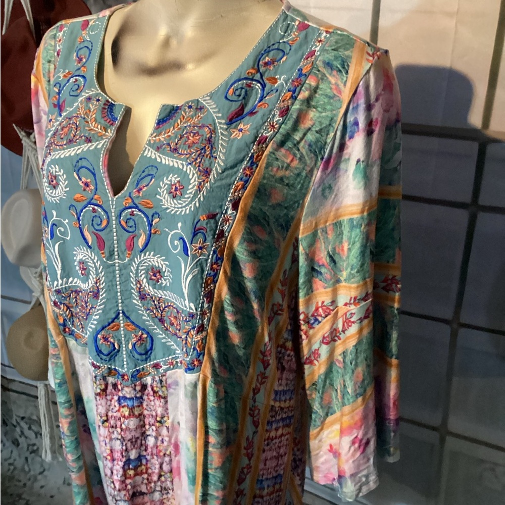 Soft Surroundings Boutique Womens BOHO Embroidered Aerhart Knit Tunc/Dress Sz 2X - Picture 6 of 16
